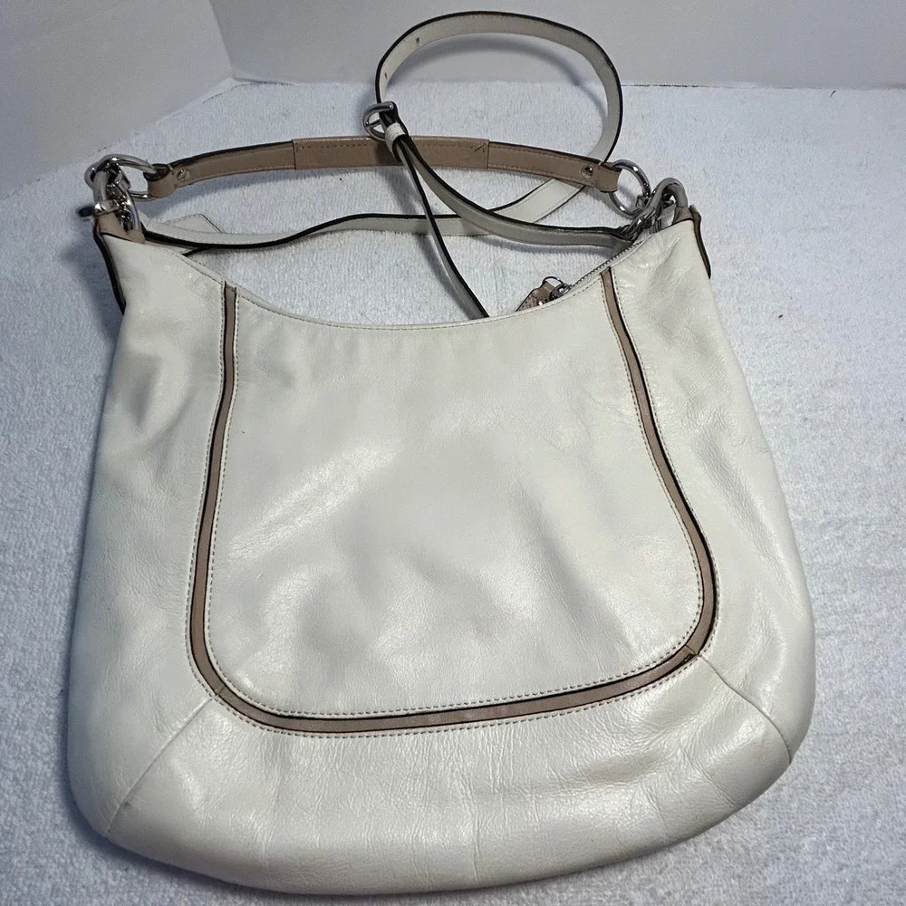 Coach Madison Ivory Tan Croc Embossed Leather Hobo Crossbody Bag F22509